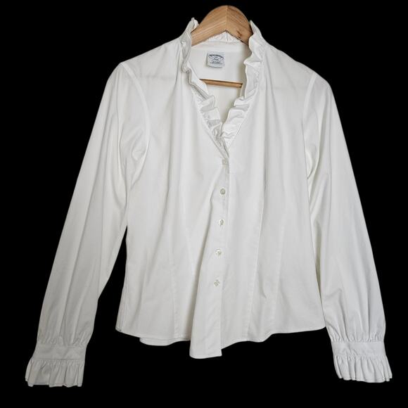 Brooks Brothers Tops - Brooks Brothers 346 Womens White Non-Iron Ruffle Oxford Button Down Shirt Sz 12P
